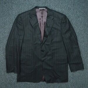 VINTAGE Hickey Freeman Suit‎ Jacket Mens 42R Gray Worsted Wool Striped Pinstripe